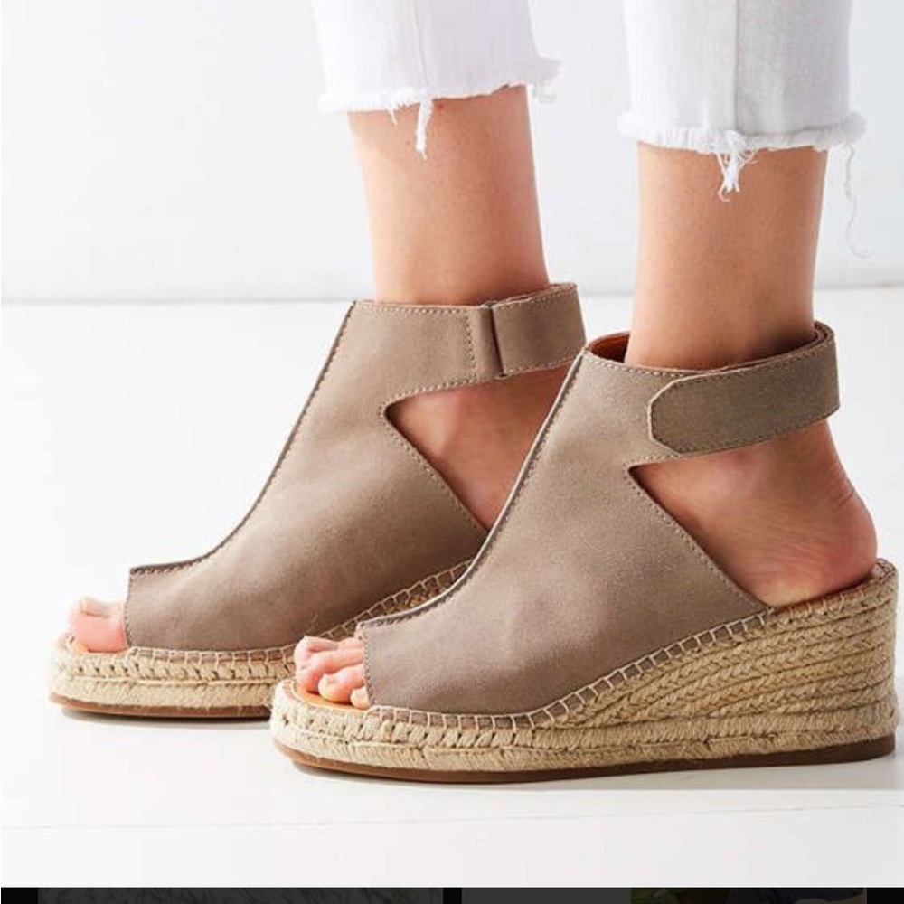 Kelsi Dagger Taupe Espadrille Wedge Sandals